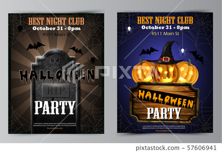Halloween party flyer with pumpkins 57606941