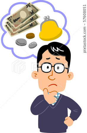 Upper body of a man worried about money Upper body of a man worried about money 57608051