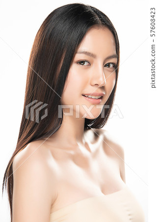 Beautiful Young Asian Woman with Clean Fresh Skin, Beautiful Young Asian Woman with Clean Fresh Skin, 57608423