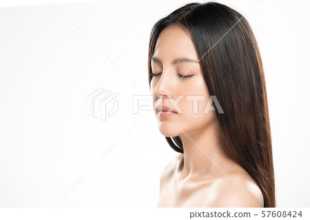 Beautiful Young Asian Woman with Clean Fresh Skin, Beautiful Young Asian Woman with Clean Fresh Skin, 57608424