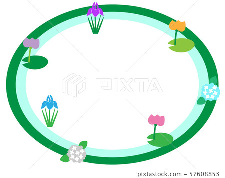 Title frame of plants and animals gathering in the rainy season pond. 57608853