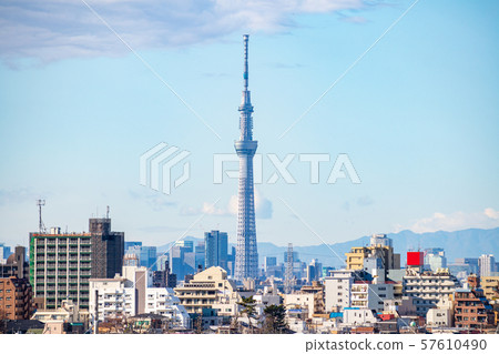 Cityscape Tokyo Sky Tree overlooking the city center from Satomi Park, Ichikawa City, Chiba Prefecture Cityscape Tokyo Sky Tree overlooking the city center from Satomi Park, Ichikawa City, Chiba Prefecture 57610490
