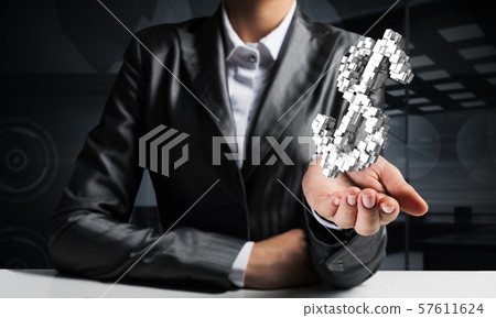 Businessman presenting dollar symbol. Businessman presenting dollar symbol. 57611624