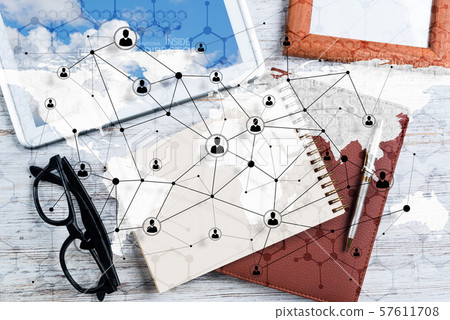 Social connection and networking concepts. Social connection and networking concepts. 57611708