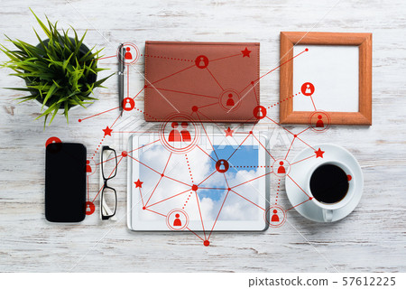 Networking and social communication concepts. Networking and social communication concepts. 57612225