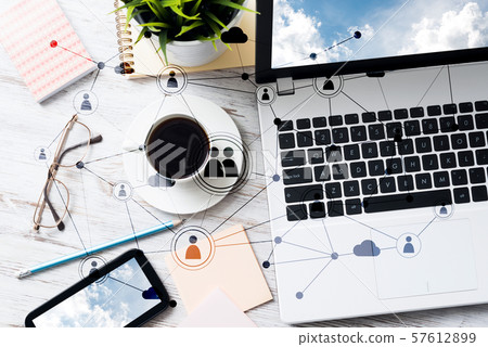 Social communication and global networking concept 57612899