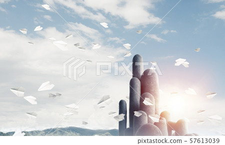 Multiple stone columns with breathtaking landscape 57613039