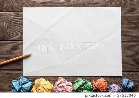 Concept of creativity and inspiration presented by blank papershit. Place your text 57613040