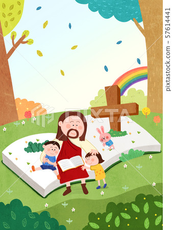 Concept of bible school or camp vector illustration 002 57614441