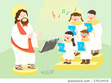 Concept of summer bible school or camp vector illustration 012 57614459