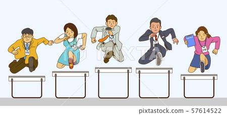 Concept of successful business jumping together illustration 006 57614522