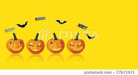 Halloween Ghost Pumpkin And bat.Website spooky or banner template. 57615915