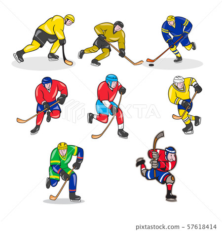 Ice Hockey Player Cartoon Set 57618414