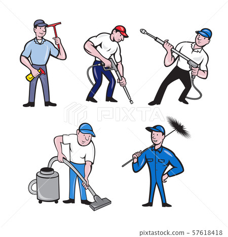 Cleaner Cartoon Set Cleaner Cartoon Set 57618418
