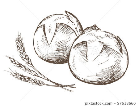 Hand-drawn illustration material: bread, Petite France Hand-drawn illustration material: bread, Petite France 57618660