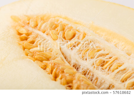 Big melon divided into slices. Seeds and pulp 57618682