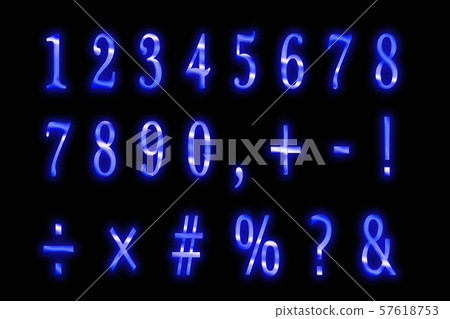 Neon numbers and symbols - Stock Illustration [57618753] - PIXTA