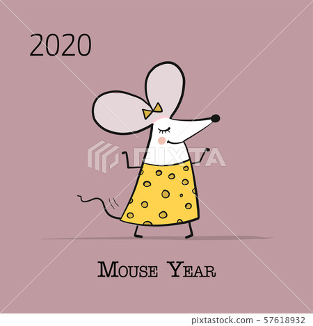 Funny mouse, symbol of 2020 year. Banner for your design 57618932