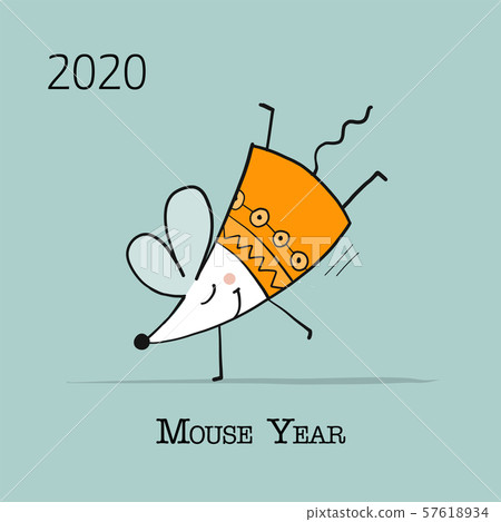 Funny mouse, symbol of 2020 year. Banner for your design Funny mouse, symbol of 2020 year. Banner for your design 57618934