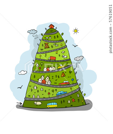 City on green hill, sketch for your design City on green hill, sketch for your design 57619051