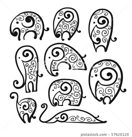 Ornate elephant, sketch for your design 57620120