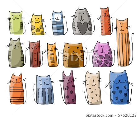 Funny cats collection, sketch for your design 57620122