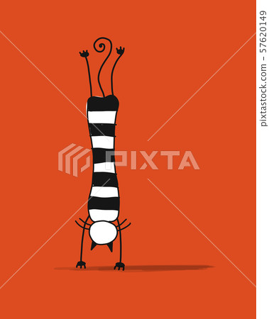 Cute cat silhouette, sketch for your design Cute cat silhouette, sketch for your design 57620149