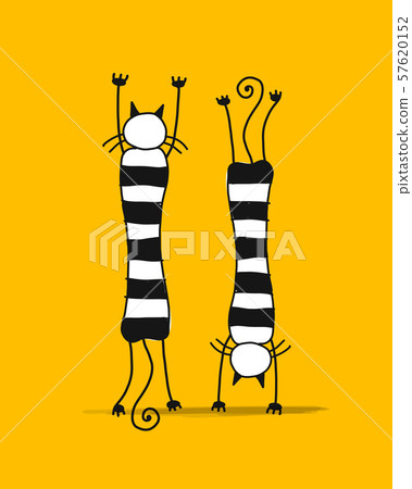 Cute cats silhouette, sketch for your design Cute cats silhouette, sketch for your design 57620152