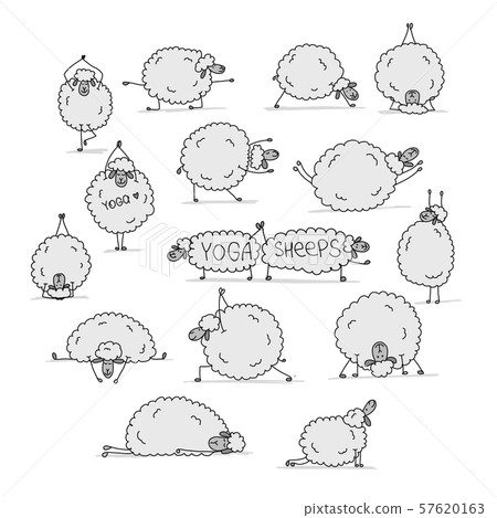 Funny sheep doing yoga, sketch for your design Funny sheep doing yoga, sketch for your design 57620163