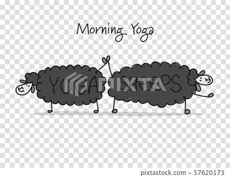 Funny sheep doing yoga, sketch for your design 57620173