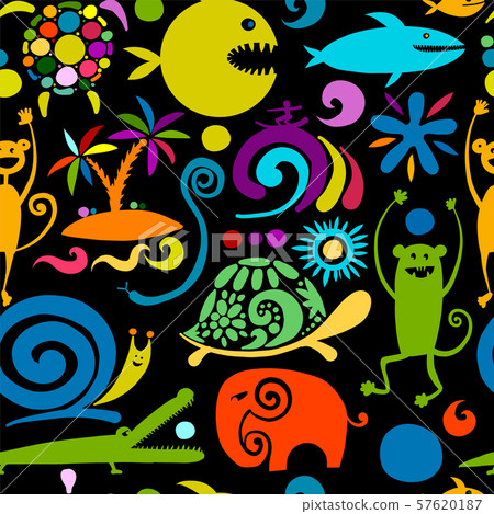 Funny animals, seamless pattern for your design Funny animals, seamless pattern for your design 57620187