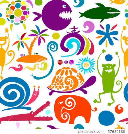 Funny animals, seamless pattern for your design Funny animals, seamless pattern for your design 57620188