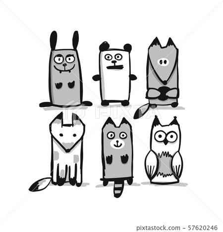 Forest animal character collection, sketch for your design 57620246