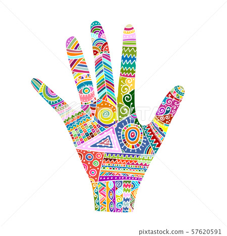 Ornate hand, boho style. Sketch for your design 57620591