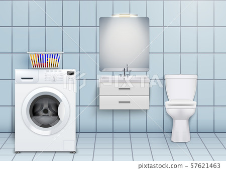 Toilet and washbasin cabinet with washer 57621463