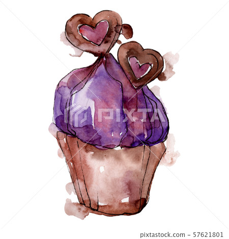 Tasty cake in a watercolor style. Background illustration set. Watercolour drawing fashion aquarelle 57621801