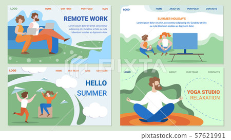 People Work and Leisure Flat Vector Web Pages Set 57621991