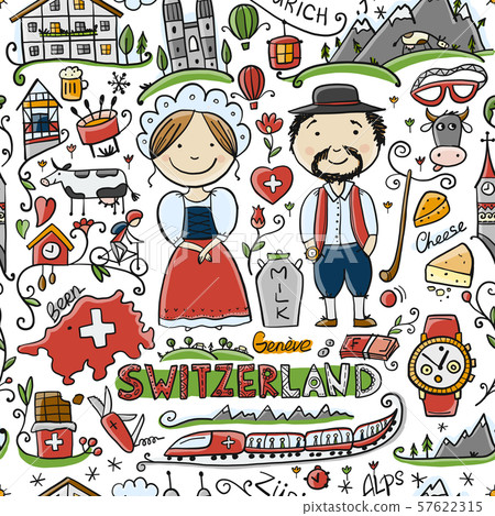 Travel to Switzerland. Seamless pattern for your design 57622315