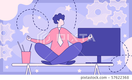Meditation on Workplace Flat Vector Concept 57622368