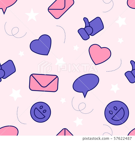 Social Network Icon Flat Vector Seamless Pattern - Stock Illustration ...