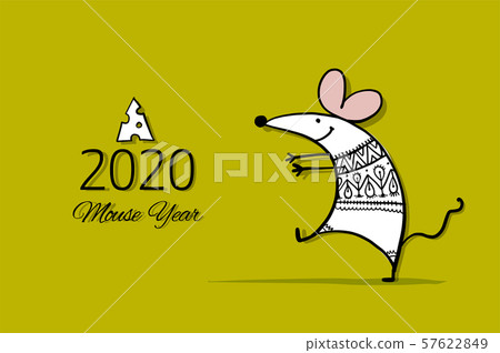 Funny mouse, symbol of 2020 year. Banner for your design 57622849