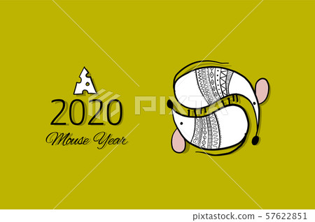 Funny mouse, symbol of 2020 year. Banner for your design 57622851