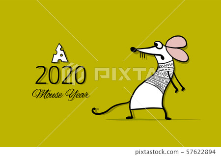 Funny mouse, symbol of 2020 year. Banner for your design 57622894