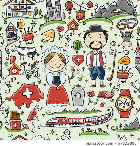 Travel to Switzerland. Seamless pattern for your design 57622895