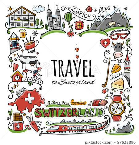 Travel to Switzerland. Greeting card for your design Travel to Switzerland. Greeting card for your design 57622896