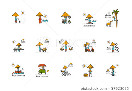 Asian lifestyle, people characters for your design 57623025