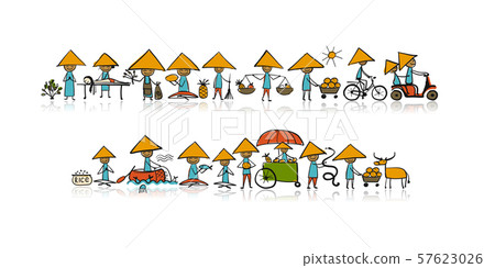 Asian lifestyle, people characters for your design 57623026