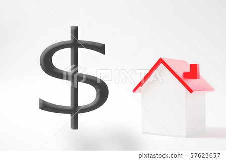 Miniature house and dollar image of income, assets, debt, purchase, etc. Miniature house and dollar image of income, assets, debt, purchase, etc. 57623657