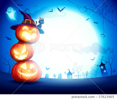 Halloween Pumpkin Pile. Stacked pumpkins in the... - Stock Illustration ...