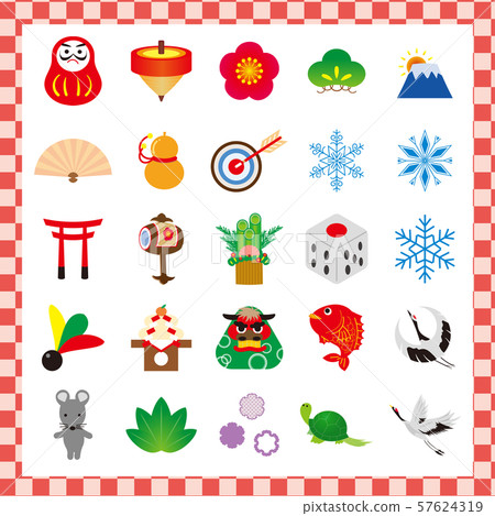 New Year's card material icon set New Year's card material icon set 57624319